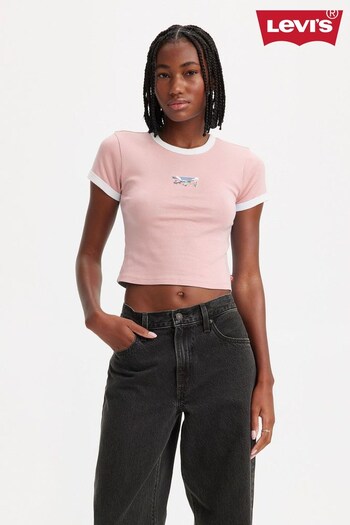 Levi's® Pink Mini Baby Graphic Ringer T-Shirt (Q50756) | £30