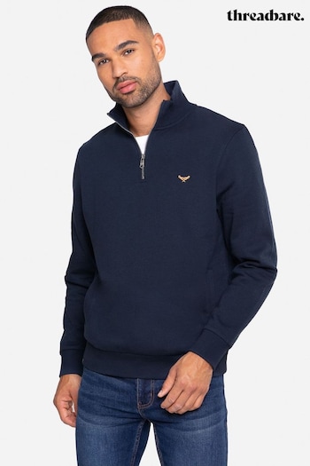 Threadbare Navy Patrick Zip Neck Sweatshirt (Q50966) | £20