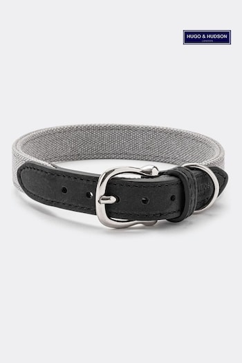 Hugo & Hudson Grey/Black Denim & Leather Dog Collar (Q51041) | £25