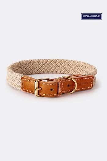 Hugo & Hudson Tan Brown Flat Rope and Leather Dog Collar (Q51044) | £30