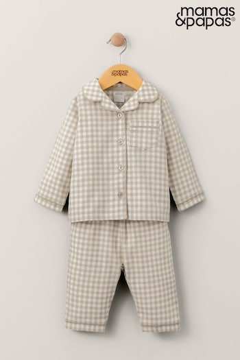 Mamas & Papas Sand Check Woven Brown Pyjamas (Q51054) | £20