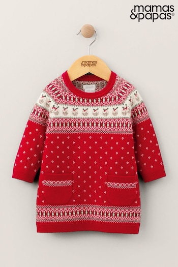 Mamas & Papas Red Fairisle Christmas Dress (Q51059) | £25
