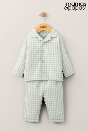 Mamas & Papas Blue Check Woven Pyjamas (Q51105) | £20