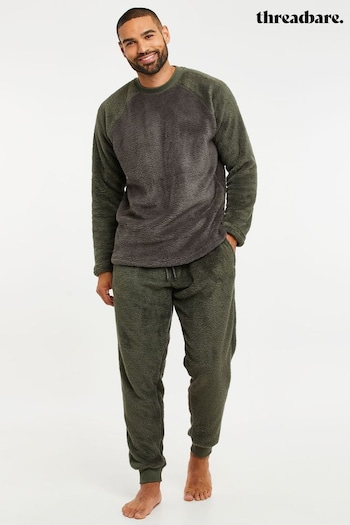 Threadbare Green Cosy Borg Loungewear Set (Q51279) | £32