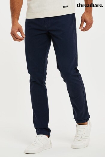 Threadbare Blue Drawcord Chino Trousers (Q51289) | £33