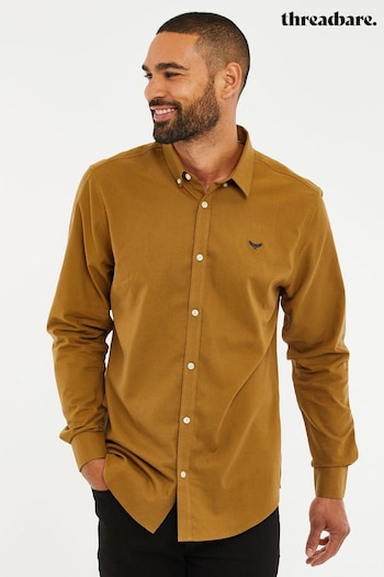 Threadbare Dark Brown Oxford Cotton Long Sleeve Shirt (Q51337) | £24