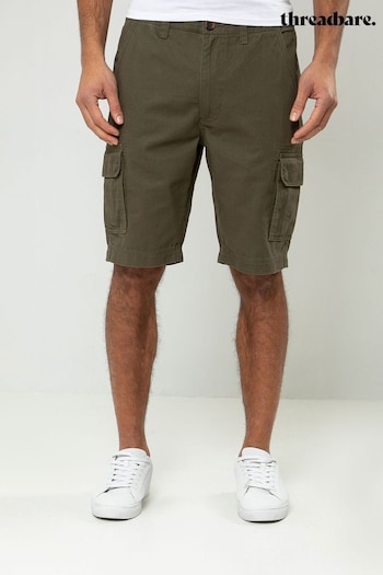 Threadbare Khaki Cotton Cargo Shorts cropped-leg (Q51353) | £24