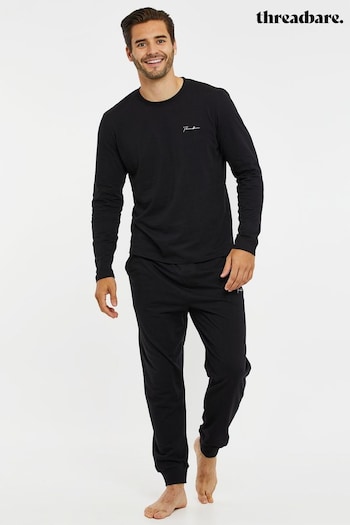 Threadbare Black Cotton Rich Pyjama Set (Q51495) | £24