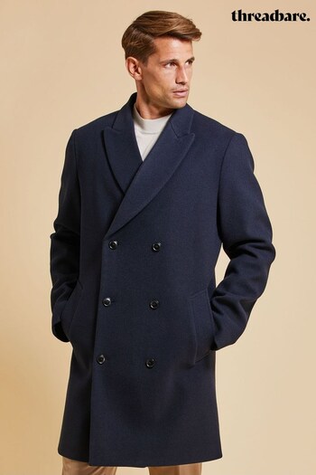 Threadbare Blue Double Breasted Tailored Coat (Q51500) | £90