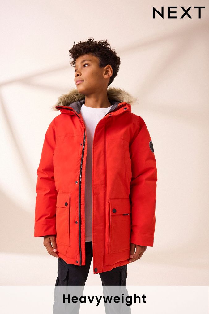 Boys Orange Coats Jackets Winter Fur Orange Coats Next