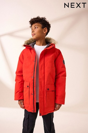 Orange Faux Fur Trim Hooded Padded Parka Coat (3-16yrs) (Q51565) | £38 - £48