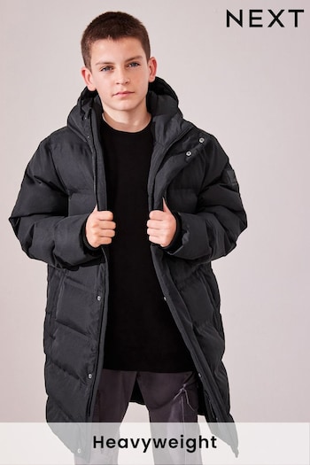 Black Waterproof Longline Fleece Lined Puffer Coat (3-17yrs) (Q51583) | £45 - £61