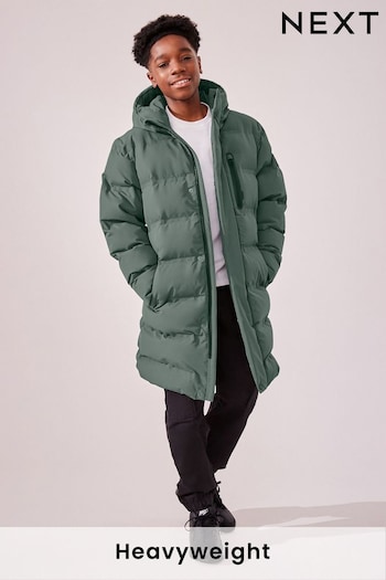 Sage Green Waterproof Longline Fleece Lined Puffer Coat (3-17yrs) (Q51584) | £45 - £61