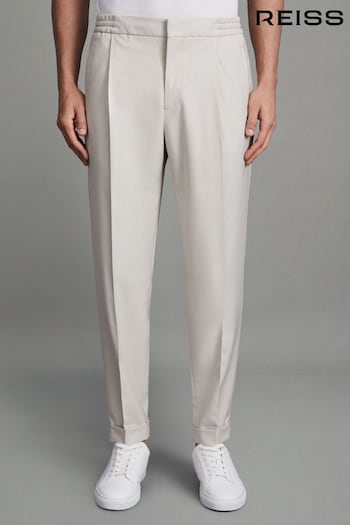 Reiss Stone Brighton Relaxed Drawstring Trousers air with Turn-Ups (Q51629) | £138