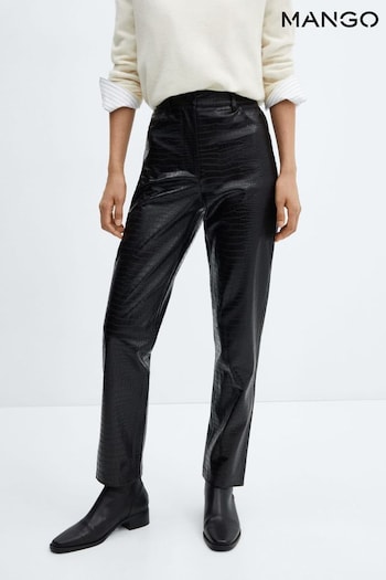 Mango Black Straight Faux Leather Trousers (Q51647) | £50