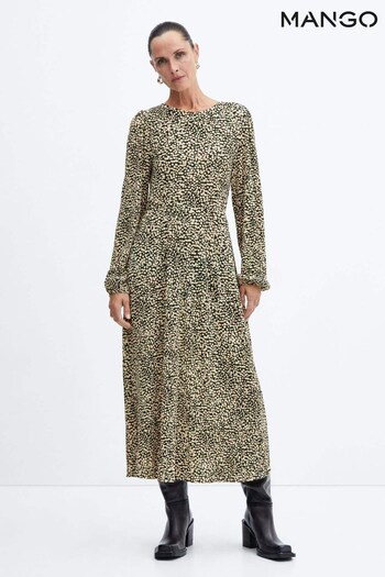 Printed Long-sleeved Midi Dress (Q51667) | £30