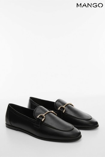 Mango Leather Moccasin Loafer Shoes with Metallic Detail (Q51737) | £26