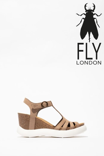 Fly London Gait Wedge Nude Sandals (Q51910) | £130