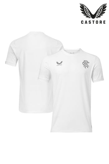 Castore Glasgow Rangers Players Travel White T-Shirt (Q52024) | £48