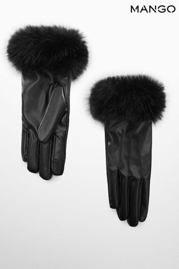 Faux Leather Gloves with Faux fur Detail (Q52176) | £20