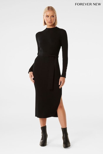 Forever New Black Lily Rib Column Knit Dress (Q52717) | £95