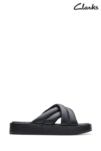 Clarks Black Leather Alda Glide Sandals (Q53001) | £75