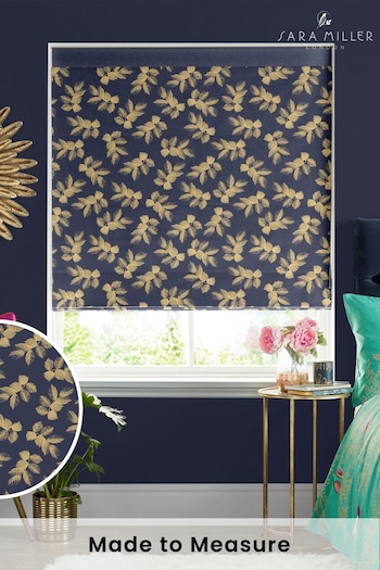 Sara Miller Deep Blue Etched Leaves Made to Measure Roman Blinds (Q53145) | £79