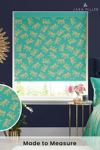 Sara Miller Green Etched Leaves Made To Measure Roller Blinds (Q53187) | £58