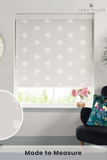 Sara Miller Natural Linen Small Palm Made To Measure Roller Blinds (Q53202) | £58
