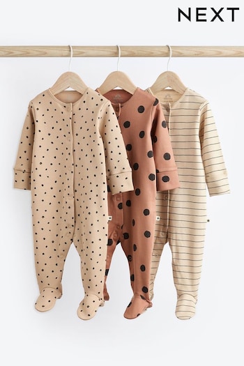 Neutral Baby Cotton Sleepsuits 3 Pack (0mths-2yrs) (Q53297) | £18 - £20