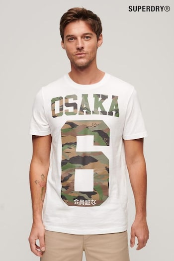 Superdry White Osaka 6 Camo Standard T-Shirt (Q53311) | £30