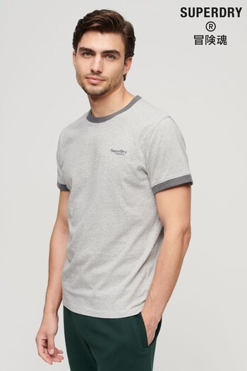 Superdry Grey Essential Logo Ringer T-Shirt (Q53346) | £23