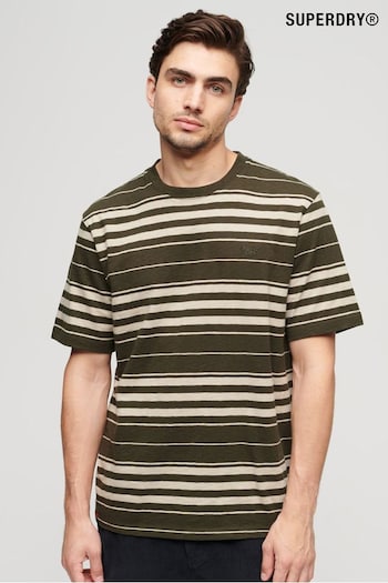 Superdry Green Relaxed Stripe T-Shirt (Q53349) | £27