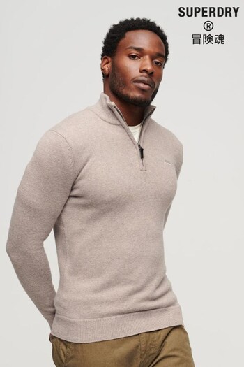 Superdry Brown Essential Embroidered Knit Henley Jumper (Q53355) | £50