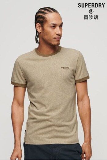 Superdry Brown Essential Logo Ringer T-Shirt (Q53358) | £23