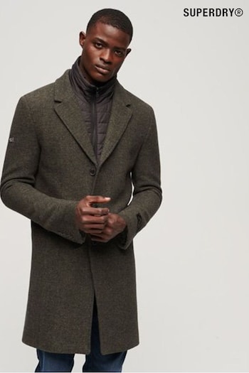 Superdry Green 2 In 1 Wool Town Coat (Q53398) | £185