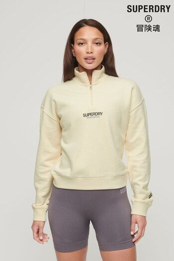Superdry Cream Sportswear Logo Boxy Half Zip Sweatshirt (Q53479) | £50