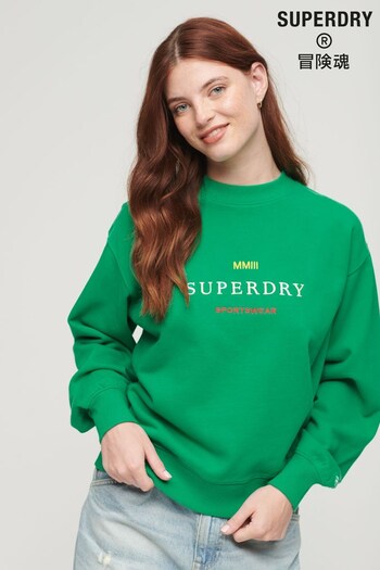 Superdry Green Embroidered Loose Crew Sweatshirt (Q53504) | £50