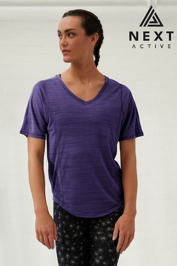 Purple JuzsportsShops Active Sports Short Sleeve V-Neck Top (Q53535) | £16