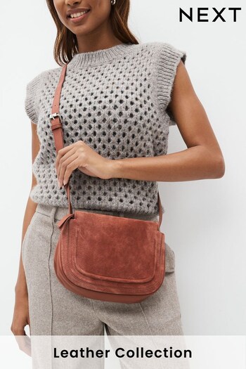 Light Pink Leather Suede Saddle Bag (Q53549) | £45