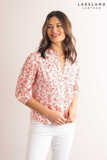 Lakeland Clothing belted Pink Clemmie Nehru Button Down Blouse (Q53583) | £35