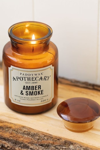 Paddywax Brown Apothecary Amber & Smoke 226g Glass Jar Candle (Q53783) | £18