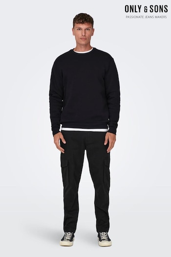 Only & Sons Black Straight Leg Cargo Trousers (Q53856) | £48