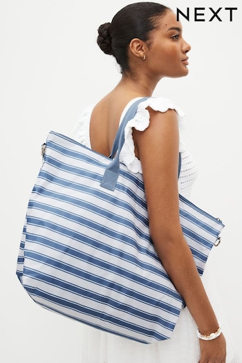 Blue Stripe Foldaway Beach Bag (Q54133) | £22