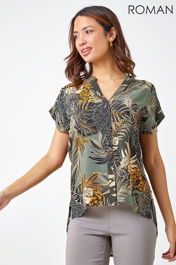 Roman Green Leaf Print Relaxed Shirt (Q54308) | £30