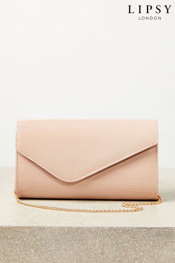 Lipsy Nude Pink Asymmetric Foldover Chain Clutch Bag (Q54337) | £26