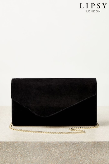 Lipsy Black Asymmetric Foldover Chain Clutch Bag (Q54338) | £26