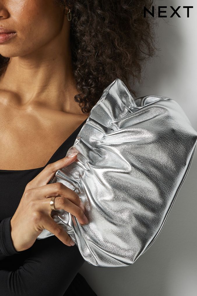 Silver pouch cheap clutch
