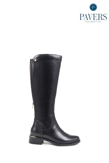 Pavers Smart Knee Black High Boots (Q54386) | £90