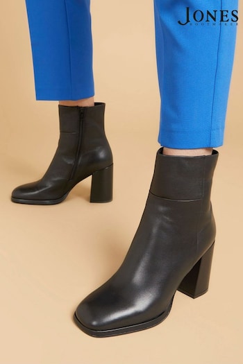 Jones Bootmaker Clarabella Leather Heeled Black Ankle Boots (Q54393) | £130